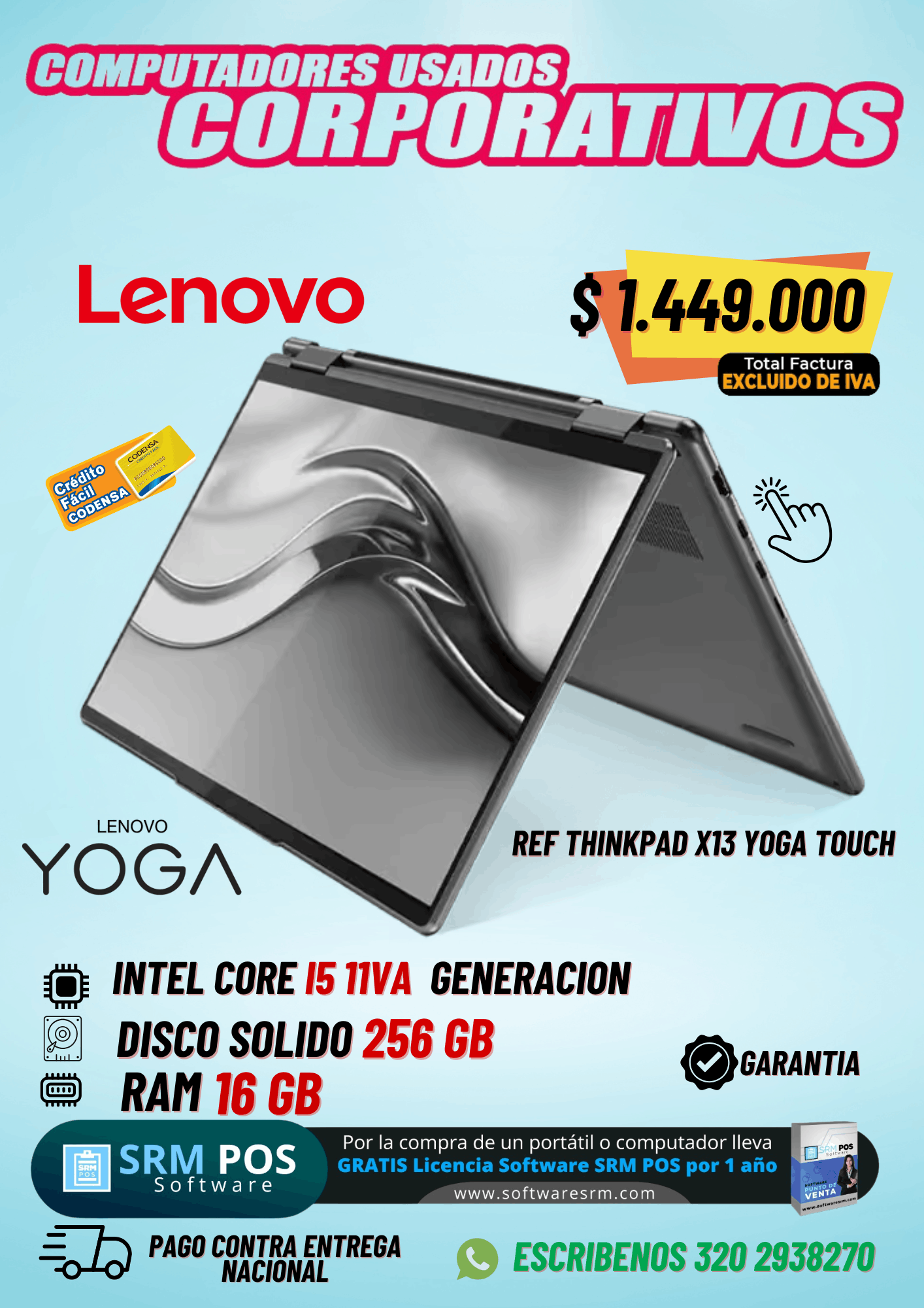 Lenovo ThinkPad X13 Yoga Touch i5 11ª Gen | Portátil 2 en 1 Corporativo Usado